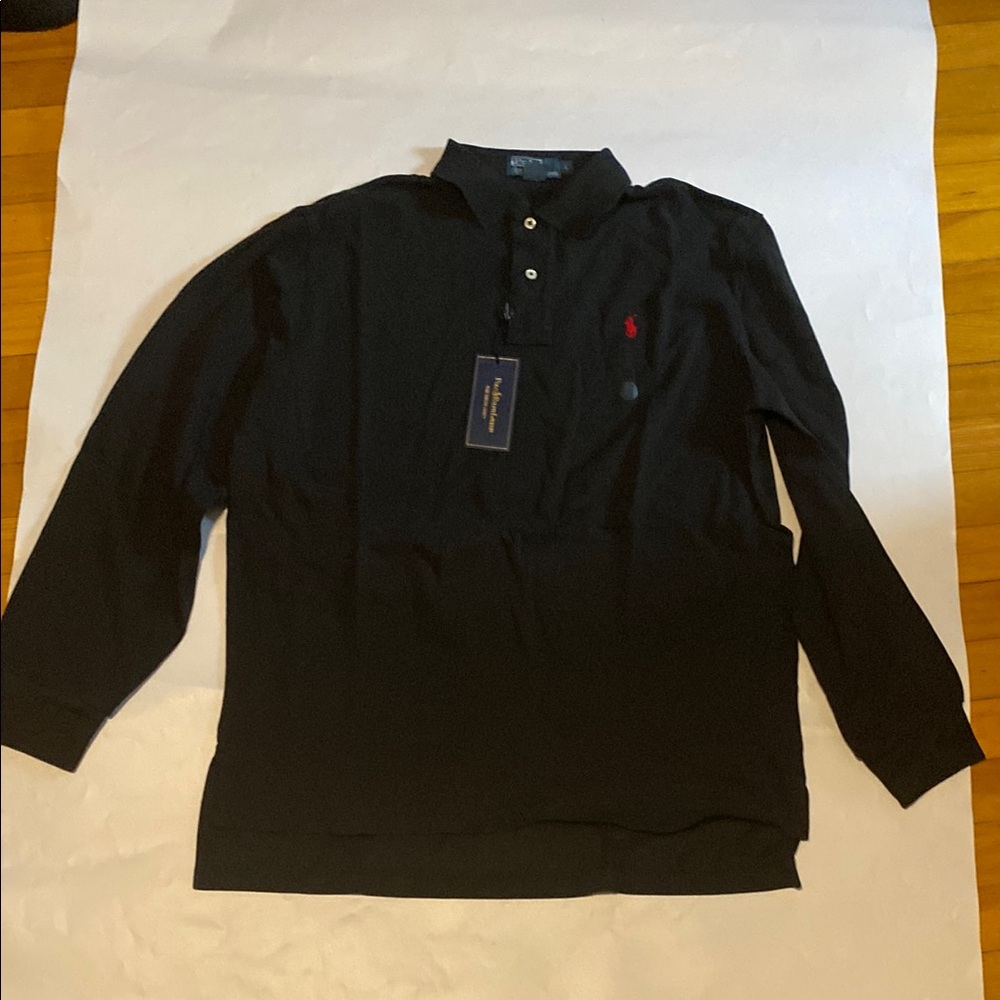 Ralph Lauren Black Polo Long-Sleeve Shirt with Logo size L new